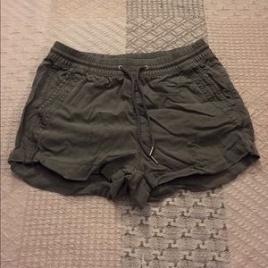 Olive Green Drawstring Short Shorts